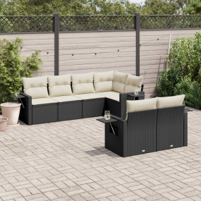 Garden Sofa Set Black, Cream White PE rattan, powder-co...