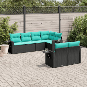 Patio Sofa Set Black and Blue