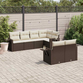 Garden Sofa Set Brown and Cream White PE rattan, powder...