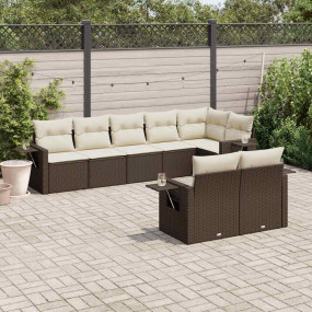 Garden Sofa Set Brown, Cream white