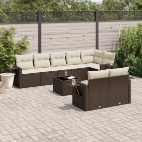 Garden Sofa Set Brown and Cream White
