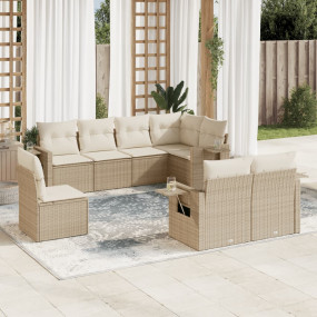 Garden Sofa Set Beige PE rattan Large Foldable Outdoor ...