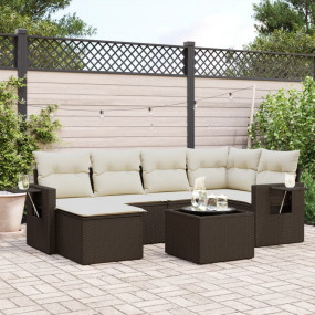 Garden Sofa Set Brown, Cream white