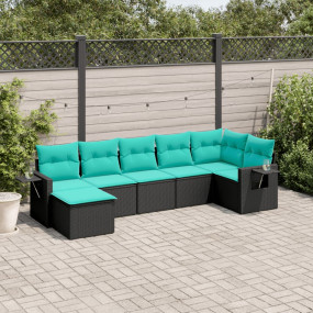 Patio Sofa Set Black and Blue