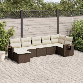 Garden Sofa Set Brown, Cream white