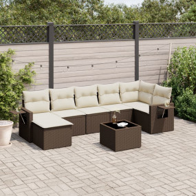 Garden Sofa Set Brown PE Rattan 8 Piece Set