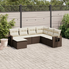 Garden Sofa Set Brown, Cream White