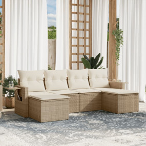 Garden Sofa Set Beige Poly Rattan Large Modular Garden ...