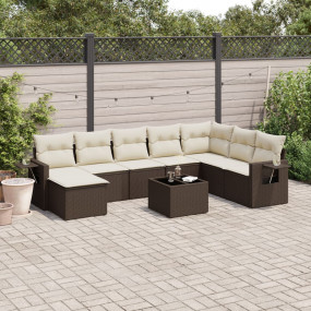 Garden Sofa Set Brown PE rattan Large UV-resistant mate...
