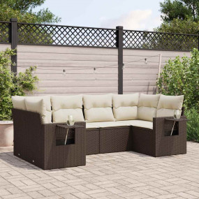 Garden Sofa Set Brown and Cream White