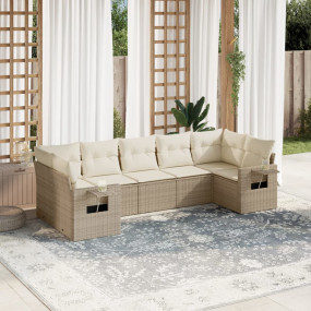 Garden Sofa Set Beige PE rattan 7-Piece Set Modular