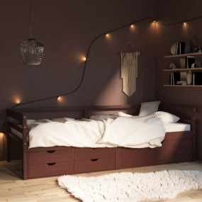 Bed Frame Dark Brown Solid Pine Wood Twin Bed Frame Rec...