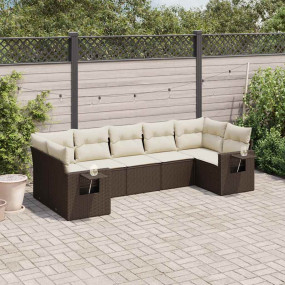 Garden Sofa Set Brown, Cream White
