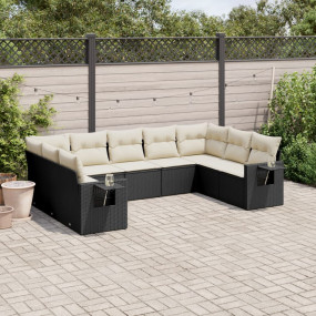 Garden Sofa Set Black PE Rattan 9 Piece Modular Garden ...