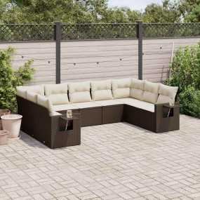 Garden Sofa Set Brown PE rattan, powder-coated steel La...