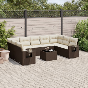 Garden Sofa Set Brown, Cream White
