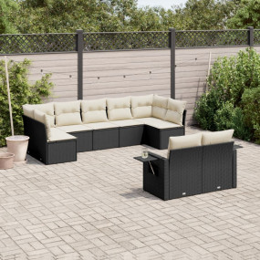 Garden Sofa Set Black PE Rattan Large Modular Garden So...