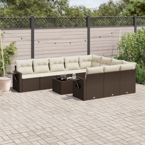 Garden Sofa Set Brown PE Rattan L Modular Garden Sofa S...