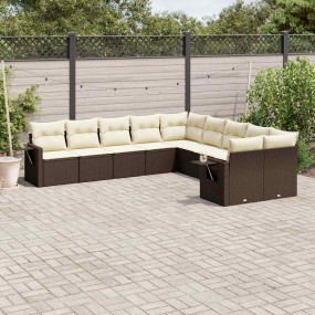 Garden Sofa Set Brown and Cream White