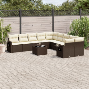 Garden Sofa Set Brown, Cream White
