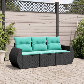 Garden Sofa Set Black, Blue