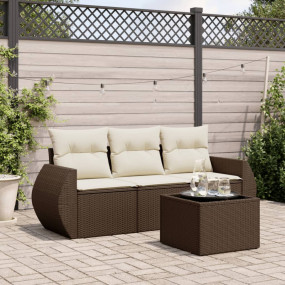 Garden Sofa Set Brown, Cream White