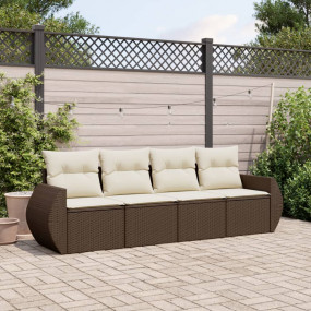 Garden Sofa Set Brown, Cream White
