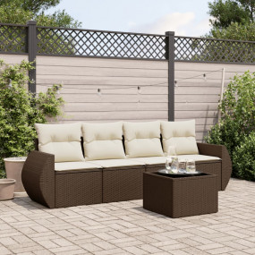 Garden Sofa Set Brown, Cream White