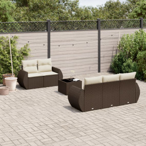 Garden Sofa Set Brown, Cream White