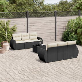 Garden Sofa Set Black PE Rattan Large Modular Garden So...
