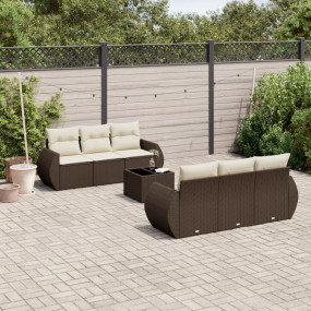 Garden Sofa Set Brown and Cream White