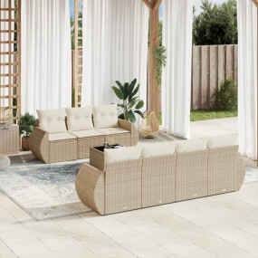 Garden Sofa Set Beige PE Rattan L:98.4 in UV-resistant ...