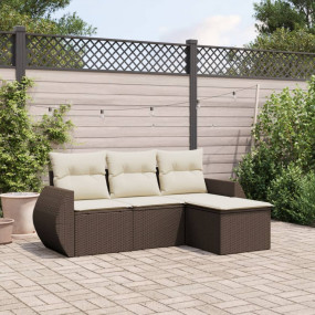 Garden Sofa Set Brown and Cream White
