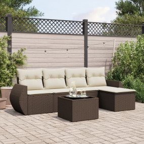 Garden Sofa Set Brown PE Rattan Medium-Large Removable ...