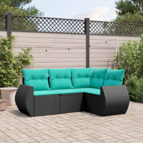 Patio Sofa Set Black, Blue