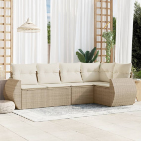 Garden Sofa Set Beige PE Rattan Standard Modular