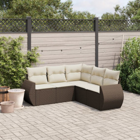 Garden Sofa Set Brown PE Rattan 5 Piece Set Modular