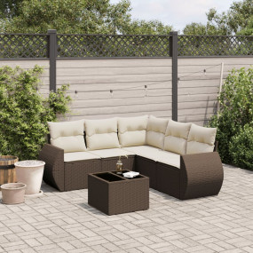 Garden Sofa Set Brown PE rattan 6 Piece Modular Garden ...