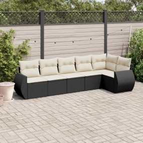 Garden Sofa Set Black PE rattan, powder-coated steel, 1...