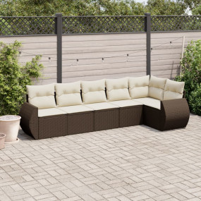 Garden Sofa Set Brown PE rattan, powder-coated steel, p...