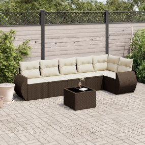 Garden Sofa Set Brown, Cream White