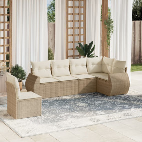 Garden Sofa Set Beige PE rattan, Powder-Coated Steel Me...