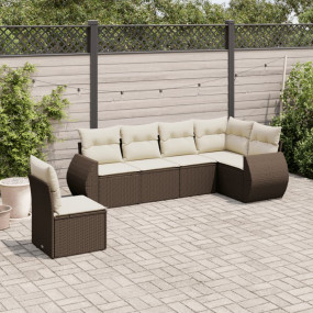Garden Sofa Set Brown PE Rattan, Powder-Coated Steel, 1...
