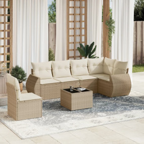 Garden Sofa Set Beige Poly Rattan Large Modular Garden ...