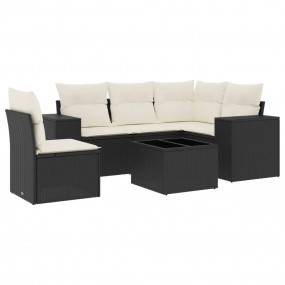 Garden Sofa Set Black PE Rattan Large Modular Garden So...