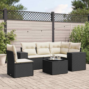 Garden Sofa Set Black PE Rattan L-Shaped sectional for ...