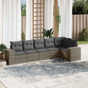 Garden Sofa Set Grey PE rattan, powder-coated steel, 10...