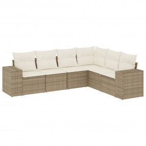 Garden Sofa Set Beige PE Rattan, Powder-Coated Steel La...