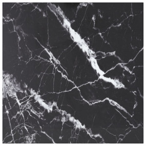 Table Top Black with White Marble Design Tempered Glass