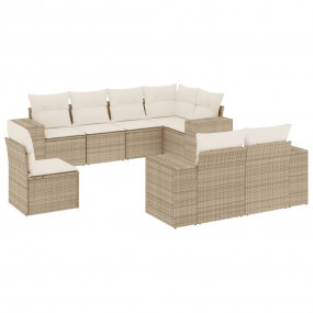 Garden Sofa Set Beige PE Rattan Large Modular Garden So...